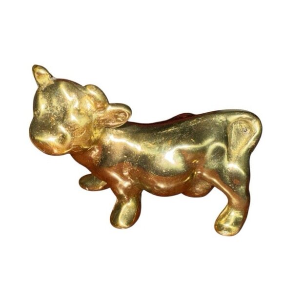 Miniature Solid Brass Cow Figurine  2 inch x 1 5/8 inch Farm Life Bovine - Picture 2 of 4